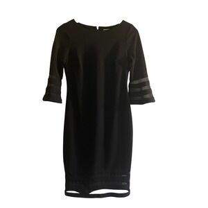 Calvin Klein Black Knee Length Cocktail Dress Women's Size S Bell Sleeves
